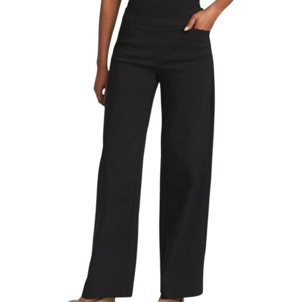Chico's NWT So Slimming Trouser Wide Leg Pant Stretch Pull On Black Comfort XL